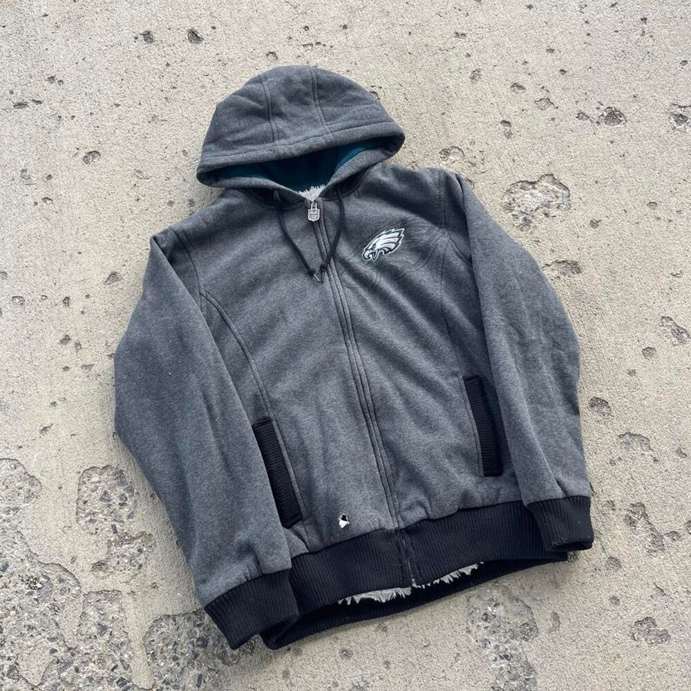 Philadelphia Eagles NFL Football Sherpa Lined Zip Up Hoodie